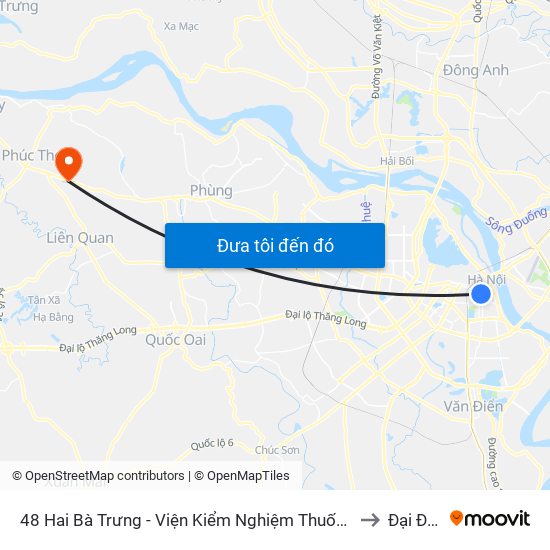 48 Hai Bà Trưng - Viện Kiểm Nghiệm Thuốc Trung Ương to Đại Đồng map