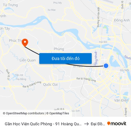 Gần Học Viện Quốc Phòng - 91 Hoàng Quốc Việt to Đại Đồng map