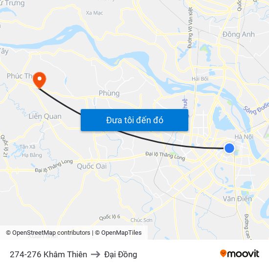 274-276 Khâm Thiên to Đại Đồng map