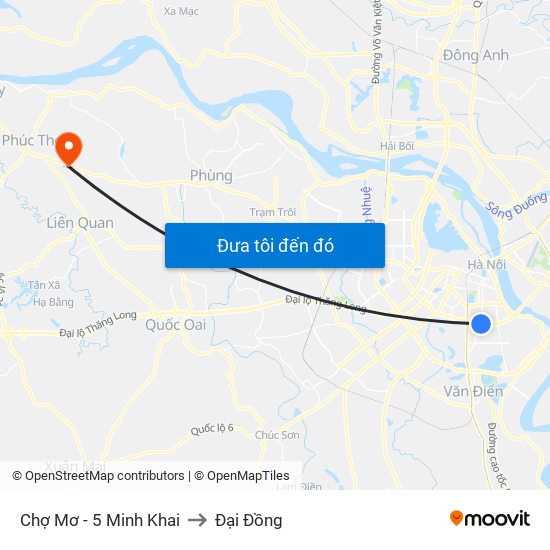 Chợ Mơ - 5 Minh Khai to Đại Đồng map