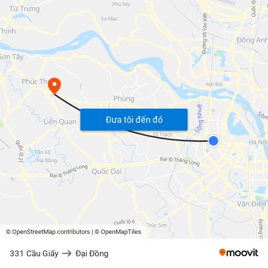 331 Cầu Giấy to Đại Đồng map