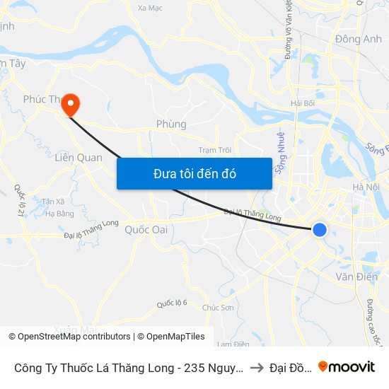 Công Ty Thuốc Lá Thăng Long - 235 Nguyễn Trãi to Đại Đồng map