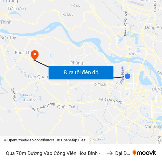 Qua 70m Đường Vào Công Viên Hòa Bình - Phạm Văn Đồng to Đại Đồng map
