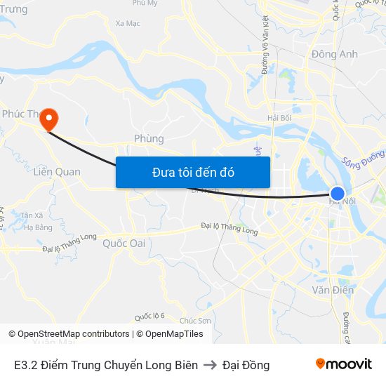 E3.2 Điểm Trung Chuyển Long Biên to Đại Đồng map