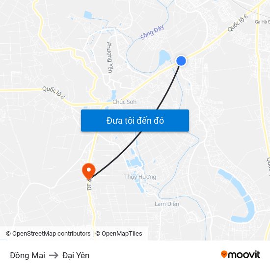 Đồng Mai to Đại Yên map