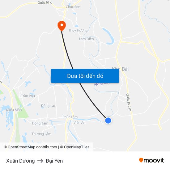 Xuân Dương to Đại Yên map