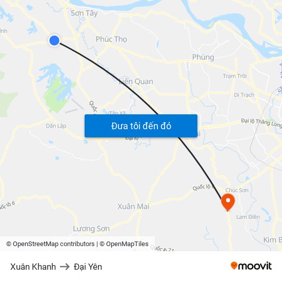 Xuân Khanh to Đại Yên map