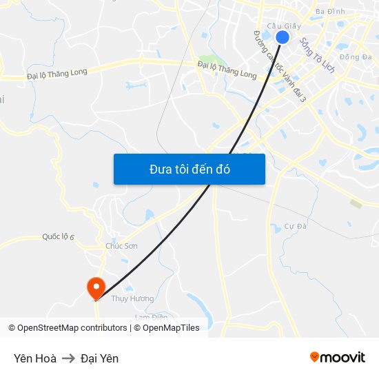 Yên Hoà to Đại Yên map