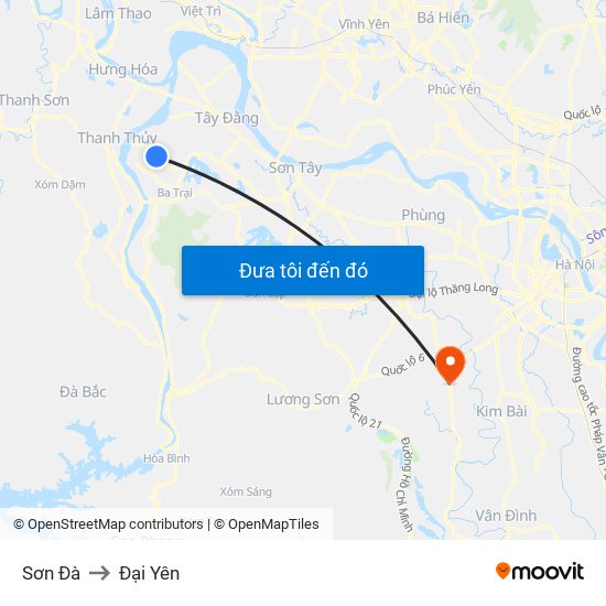 Sơn Đà to Đại Yên map