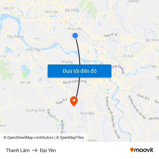 Thanh Lâm to Đại Yên map