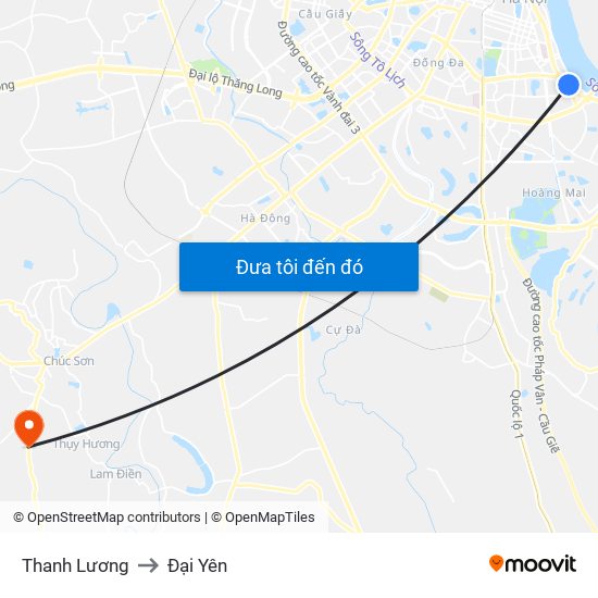 Thanh Lương to Đại Yên map