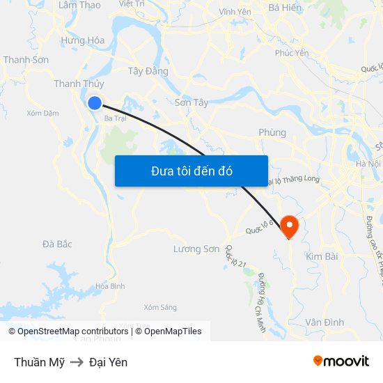 Thuần Mỹ to Đại Yên map