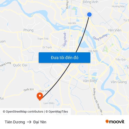 Tiên Dương to Đại Yên map