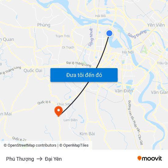 Phú Thượng to Đại Yên map