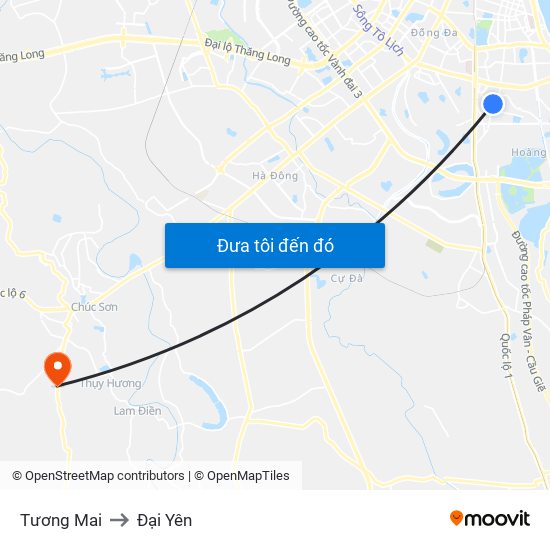 Tương Mai to Đại Yên map