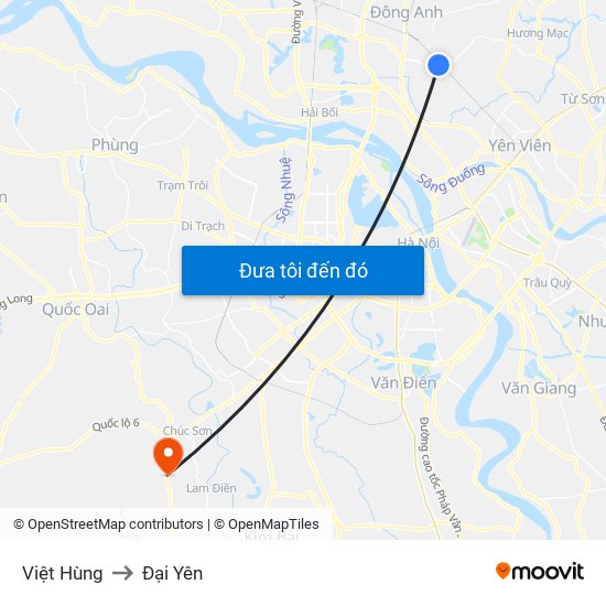 Việt Hùng to Đại Yên map