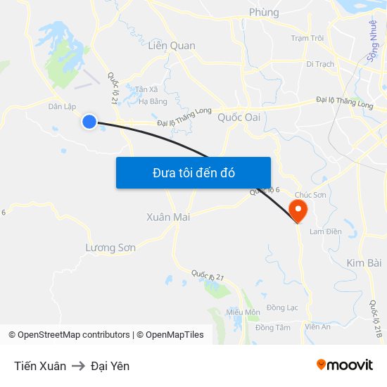 Tiến Xuân to Đại Yên map