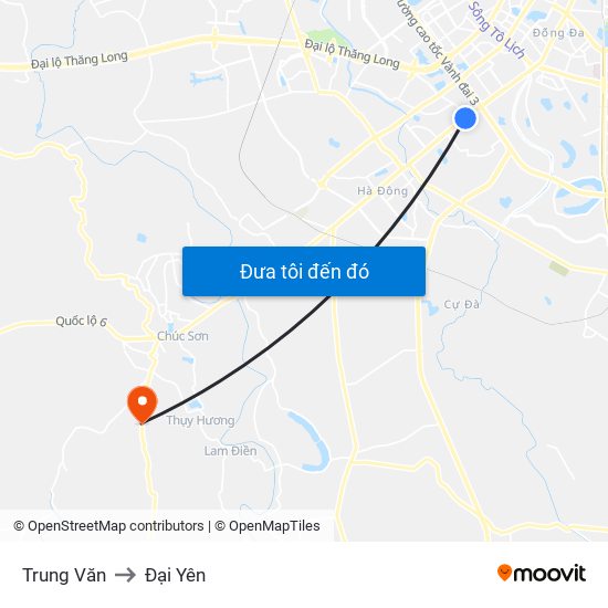 Trung Văn to Đại Yên map