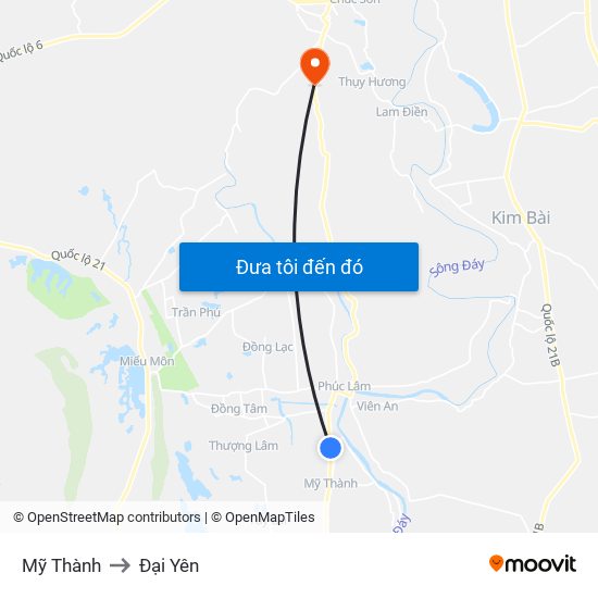 Mỹ Thành to Đại Yên map