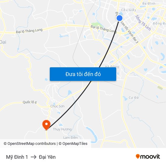 Mỹ Đình 1 to Đại Yên map