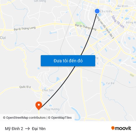 Mỹ Đình 2 to Đại Yên map