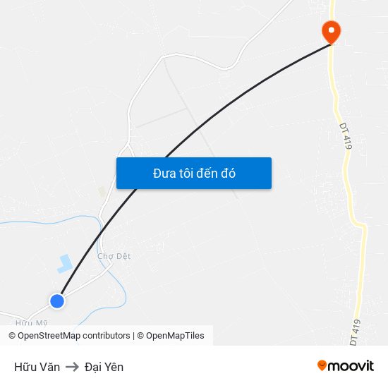 Hữu Văn to Đại Yên map