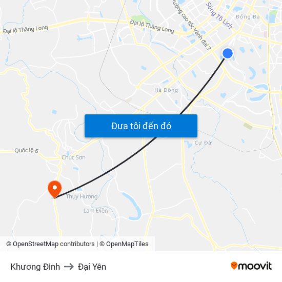 Khương Đình to Đại Yên map