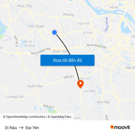 Dị Nậu to Đại Yên map