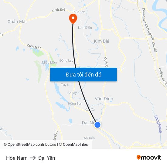 Hòa Nam to Đại Yên map