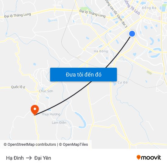 Hạ Đình to Đại Yên map