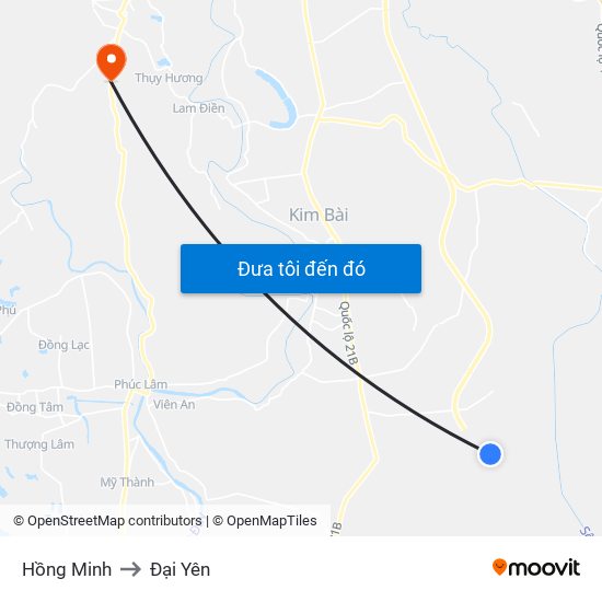 Hồng Minh to Đại Yên map