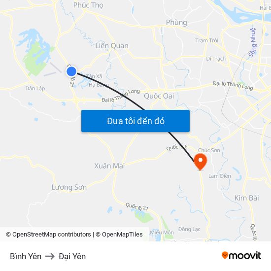 Bình Yên to Đại Yên map