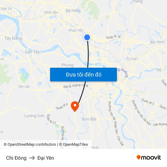 Chi Đông to Đại Yên map
