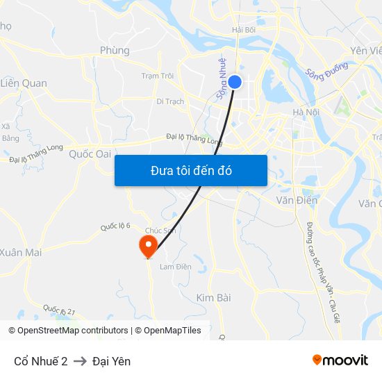 Cổ Nhuế 2 to Đại Yên map