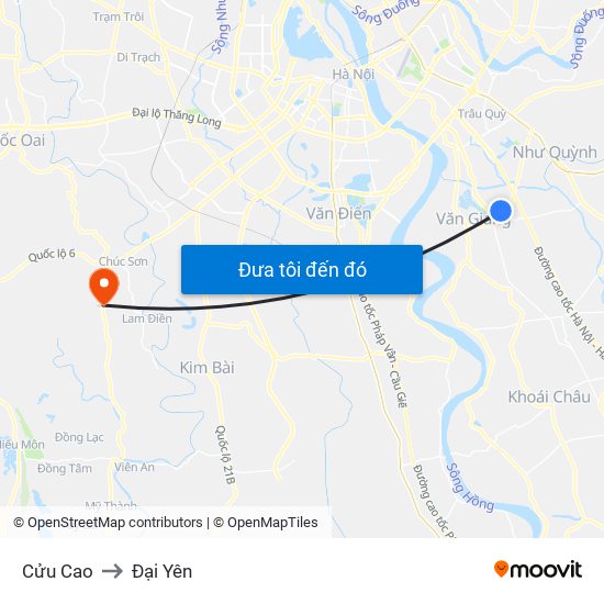 Cửu Cao to Đại Yên map