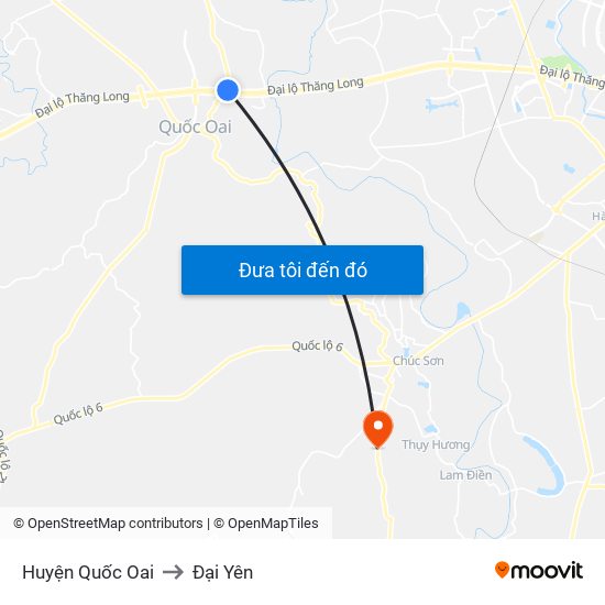 Huyện Quốc Oai to Đại Yên map