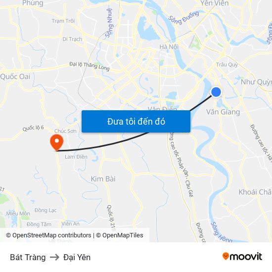 Bát Tràng to Đại Yên map