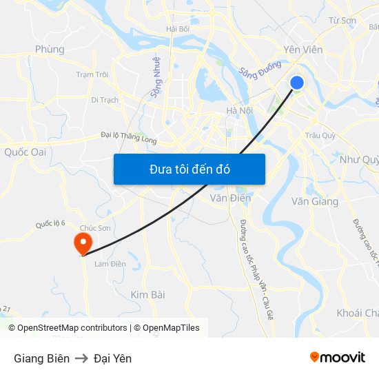 Giang Biên to Đại Yên map