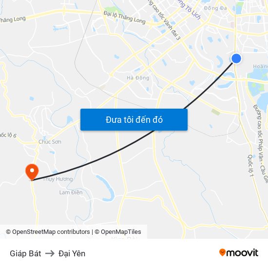 Giáp Bát to Đại Yên map