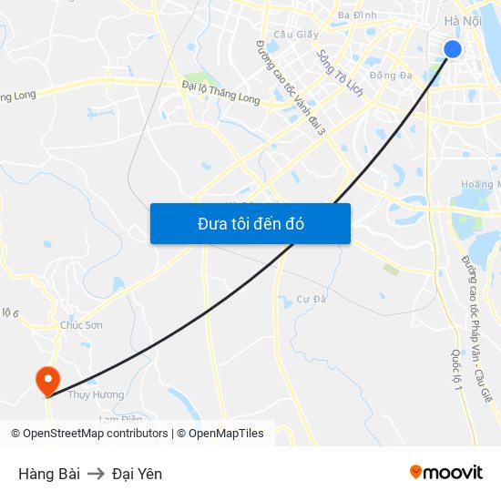 Hàng Bài to Đại Yên map