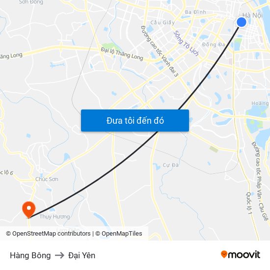 Hàng Bông to Đại Yên map