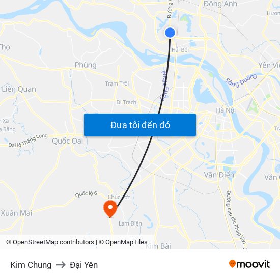 Kim Chung to Đại Yên map