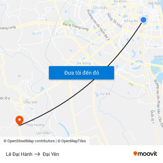 Lê Đại Hành to Đại Yên map