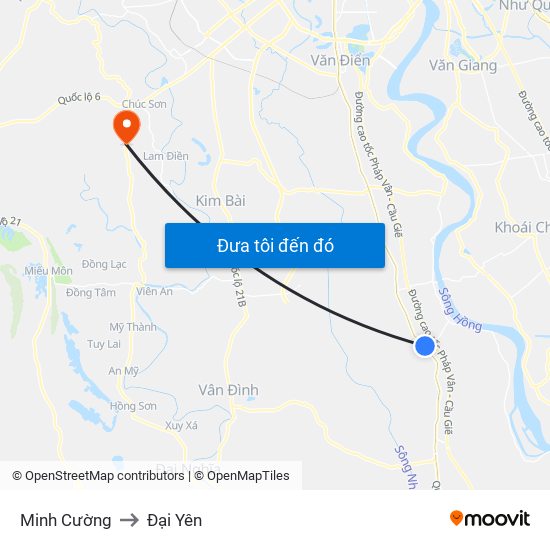 Minh Cường to Đại Yên map