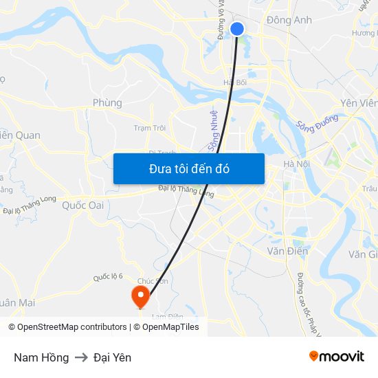 Nam Hồng to Đại Yên map