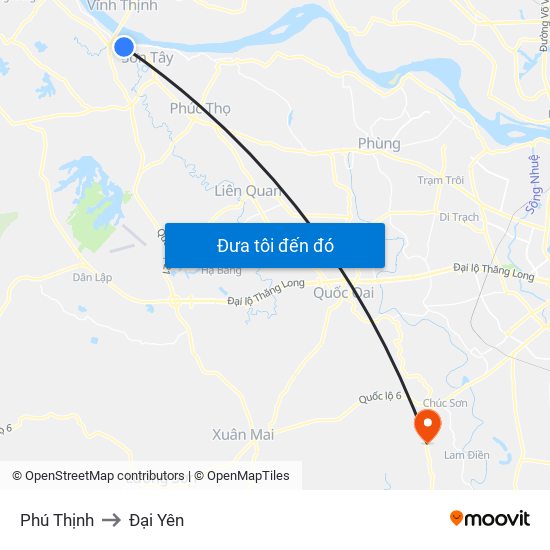 Phú Thịnh to Đại Yên map