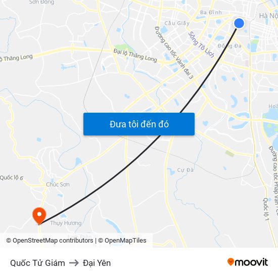 Quốc Tử Giám to Đại Yên map