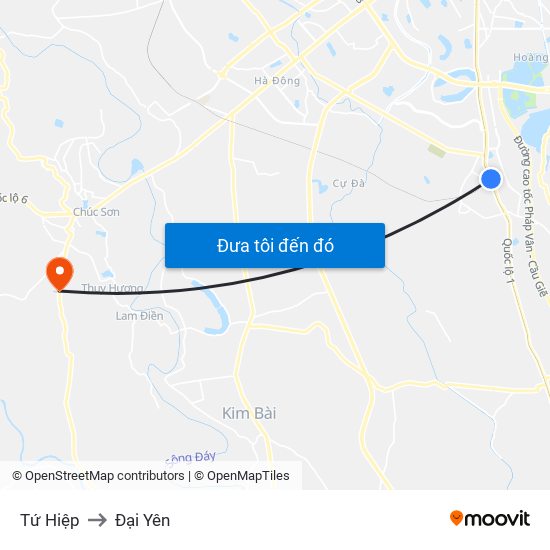 Tứ Hiệp to Đại Yên map