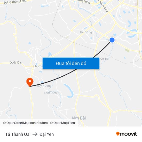 Tả Thanh Oai to Đại Yên map