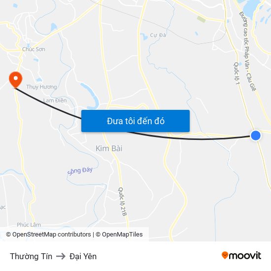 Thường Tín to Đại Yên map